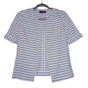 NEW Nine West Women's Ivory/Black Striped Flyaway Blazer Jacket Size 6